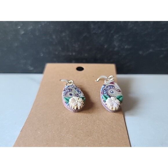 Polymer Clay Floral Dangling Earrings New - Picture 5 of 10
